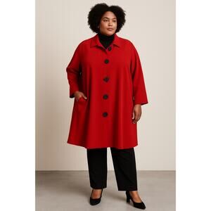 Caroline Rose Red Art-to-Wear large bold Button Front Tunic Jacket Coat 3X USA
